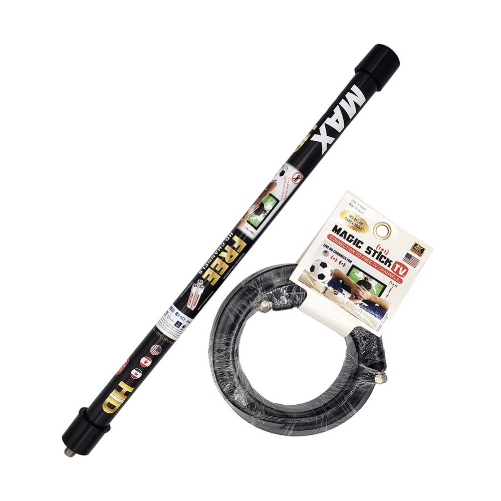 Magic Stick BLK MAX HD Antenna HDTV FREE Digital Channels Plus Free 20ft Cable